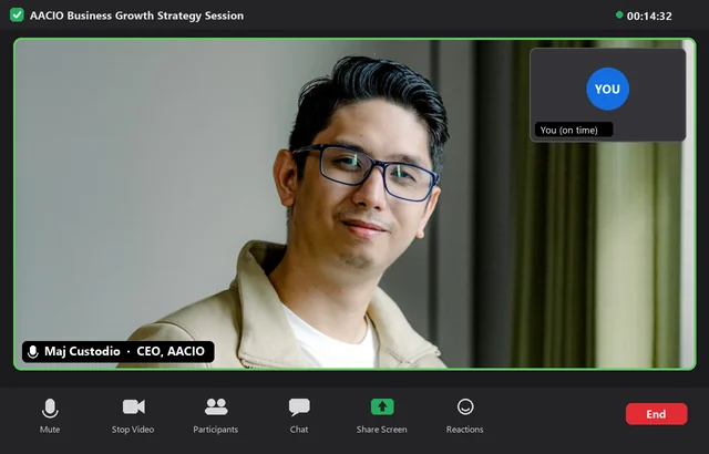 A live AACIO strategy session on Zoom with Maj Custodio